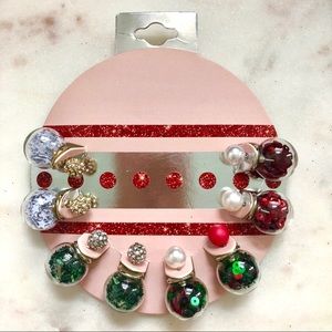 4 pairs earrings Christmas ornament double sided